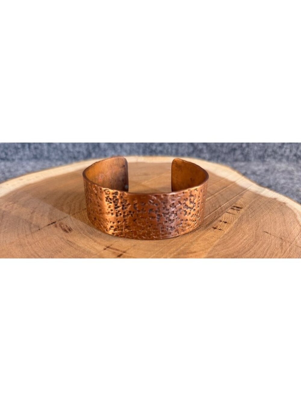 Handcrafted Textured Copper Cuff Bracelet – Rustic Hammered Metal Bark Finish, U